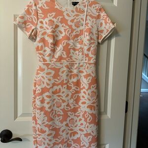 Floral Orange and White Dress